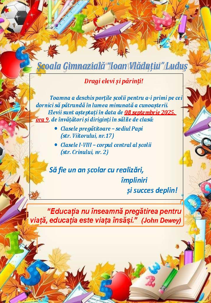 Început de an școlar 2025-2026